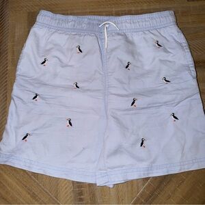 Janie & Jack Swim Trunks Boys 10 Embroidered puffin Mesh Lined Drawstring